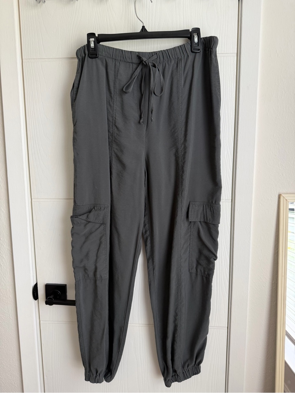 Women’s Gray Cargo Jogger Pants - Breathable Drawstring Waist